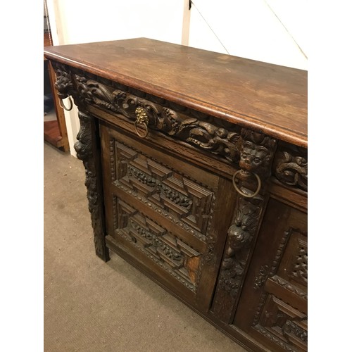 61 - Antique  French Carved Wood Buffet. 157 x 53 x 107 cms