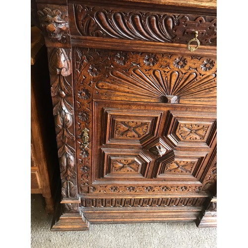 10a - Heavily Carved European Unit With Drawer. 90 x 50 x 105 cms