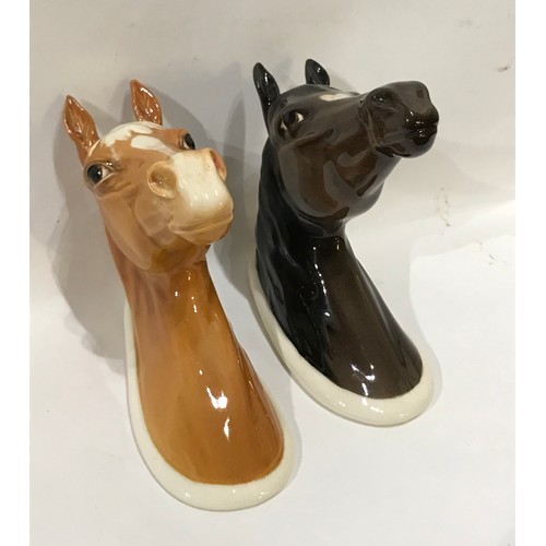 208 - Two Beswick Horses Heads. Palamino And Arab. (2)