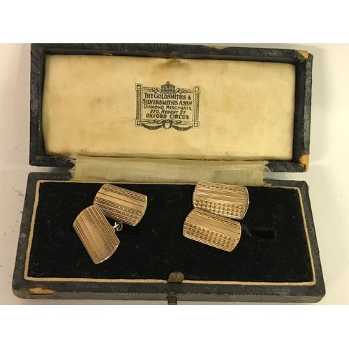 114 - Pair Of Vintage 9ct Gold On Silver Cufflinks.