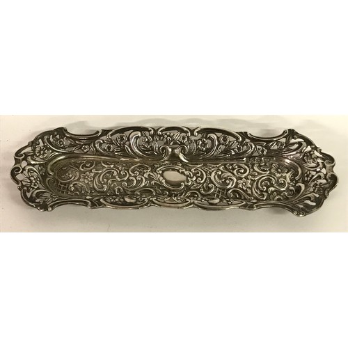 115 - Pierced Silver Hallmarked Tray 24 x 8 cms