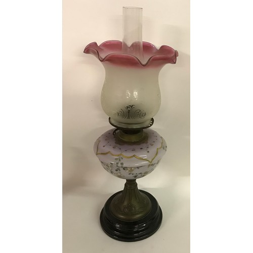 118 - Antique Oil Burning Lamp In Nice Original Condition.