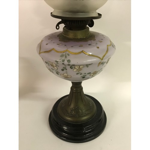 118 - Antique Oil Burning Lamp In Nice Original Condition.