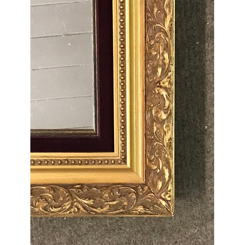 132 - Gilt Decorated Wood Framed  Mirror 68 x 58 cms