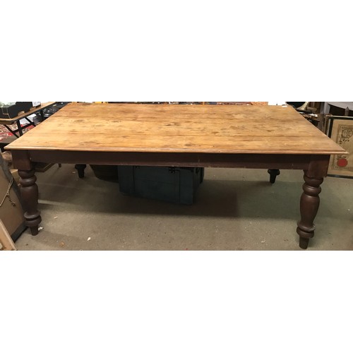 7 - Large Antique Farmhouse Table With Planked Ash Top.  210 x 105 x 78 cms