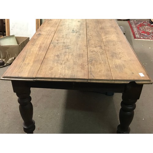 7 - Large Antique Farmhouse Table With Planked Ash Top.  210 x 105 x 78 cms