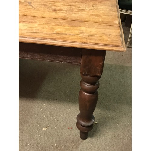 7 - Large Antique Farmhouse Table With Planked Ash Top.  210 x 105 x 78 cms