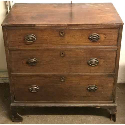 9 - Antique Chest Of Three Drawers.79 x 45 x 82 cms