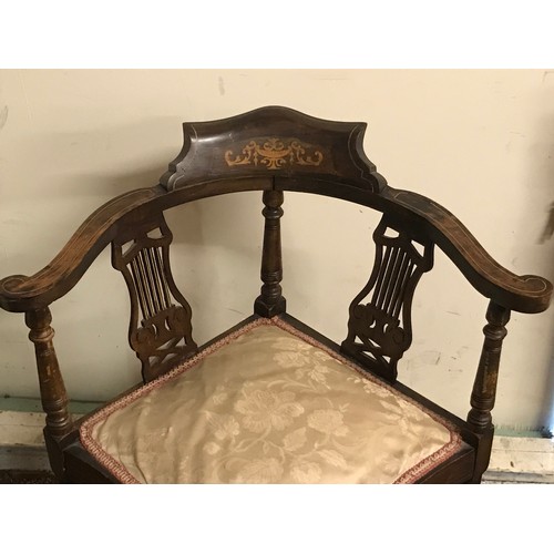 12 - Antique Corner Chair With Inlay.