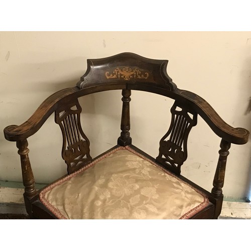 12 - Antique Corner Chair With Inlay.