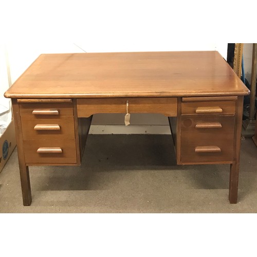 19 - Vintage Industrial Style Abbess Knee Hole Desk With Key 107 x 76 x 75 cms