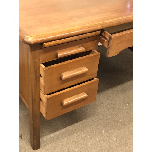 19 - Vintage Industrial Style Abbess Knee Hole Desk With Key 107 x 76 x 75 cms