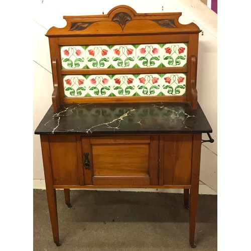 22 - Vintage Marble Top Tiled Back Wash Stand. 91 x 46 X137 cms