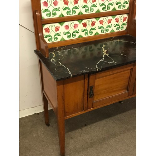 22 - Vintage Marble Top Tiled Back Wash Stand. 91 x 46 X137 cms