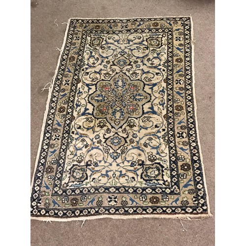 47 - Vintage Hand Knotted  Rug With Decorative Central Panel. 138 x 90 cms