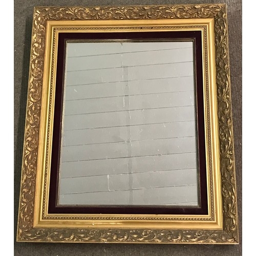 132 - Gilt Decorated Wood Framed  Mirror 68 x 58 cms