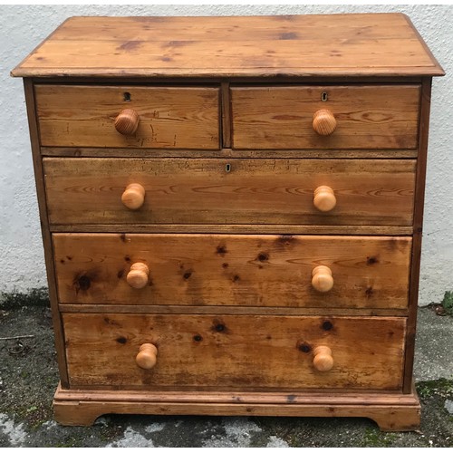 8 - Antique Pine 2 Over 3 Chest Of Drawers With Later Drawer Knobs.. 96 x 55 x 99 cms