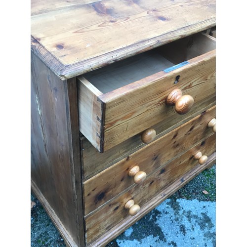 8 - Antique Pine 2 Over 3 Chest Of Drawers With Later Drawer Knobs.. 96 x 55 x 99 cms