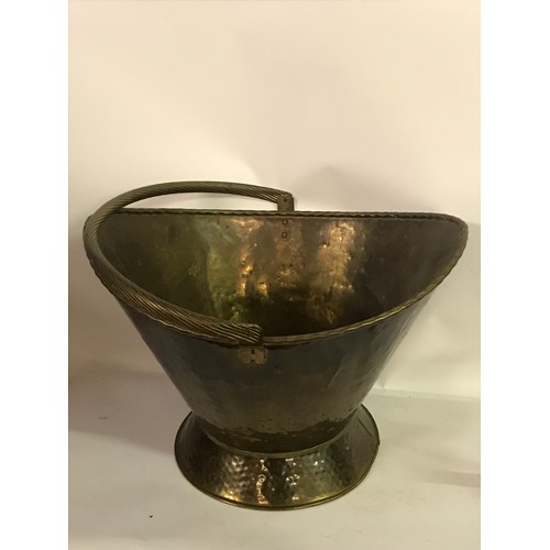 134 - Antique Swing Handle  Brass Coal / Log Bucket. 47 x 40 x 33 cms