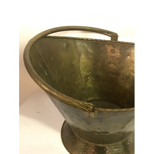 134 - Antique Swing Handle  Brass Coal / Log Bucket. 47 x 40 x 33 cms