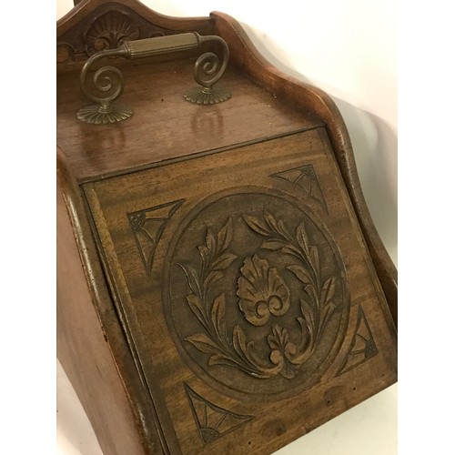 136 - Victorian Coal Box / Hod With Decorated Carved Wood Lid.