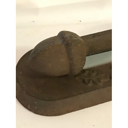 147 - Cast Iron Boot Scrape With Acorn Decoration