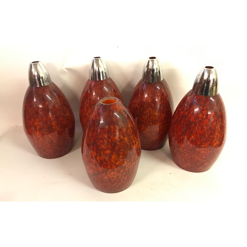 171 - 5 X American Collectable Glass Hand Blown  Shade Pendants By Wimberley Glass Works Texas They Measur... 