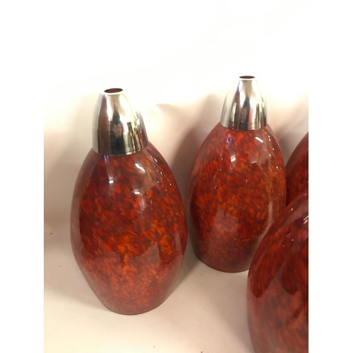 171 - 5 X American Collectable Glass Hand Blown  Shade Pendants By Wimberley Glass Works Texas They Measur... 