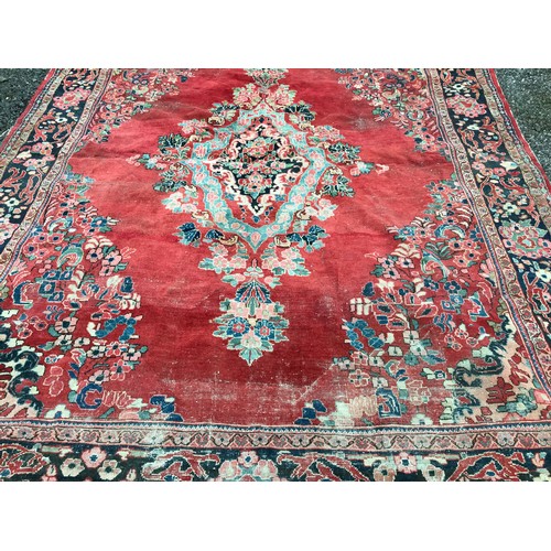 51 - Large Vintage Hand Made Rug 368 x 285 cms