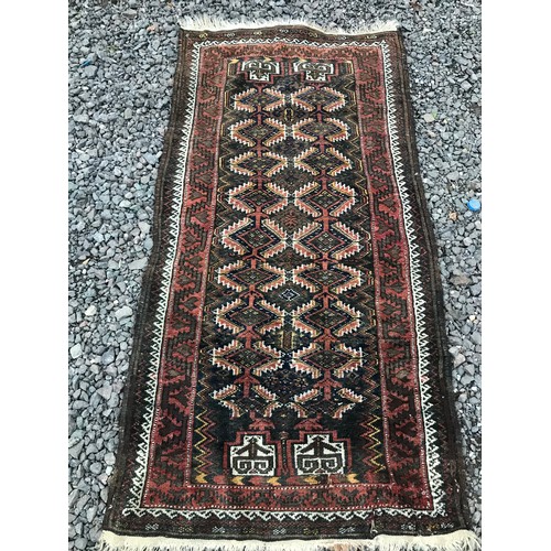 54 - Vintage Hand Made Rug / Runner 165 x 79 cms