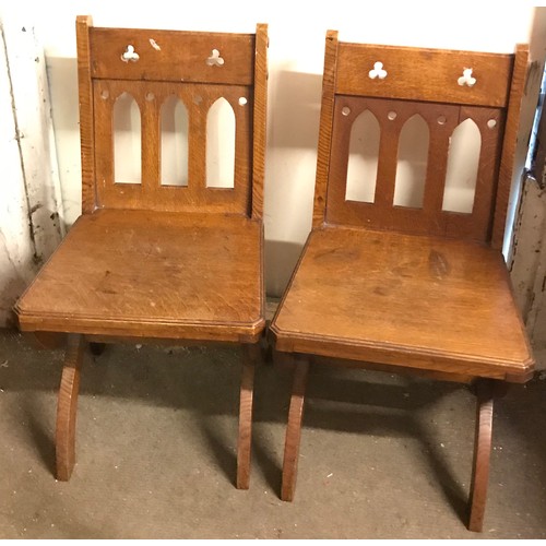 38 - Pair Of Antique Gothic Chairs By Jas Shoolbred And Co