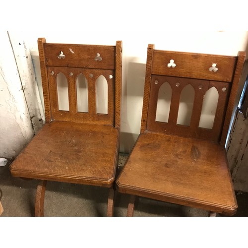 38 - Pair Of Antique Gothic Chairs By Jas Shoolbred And Co