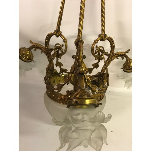 26 - Decorative Downlight  Chandelier With Brass Rope And Rams Head Decoration