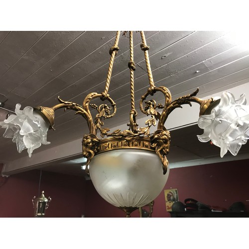 26 - Decorative Downlight  Chandelier With Brass Rope And Rams Head Decoration