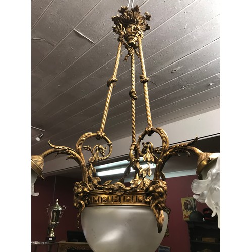 26 - Decorative Downlight  Chandelier With Brass Rope And Rams Head Decoration