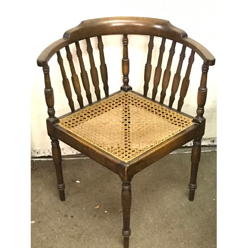 42 - Antique Cane Seat Corner Chair.