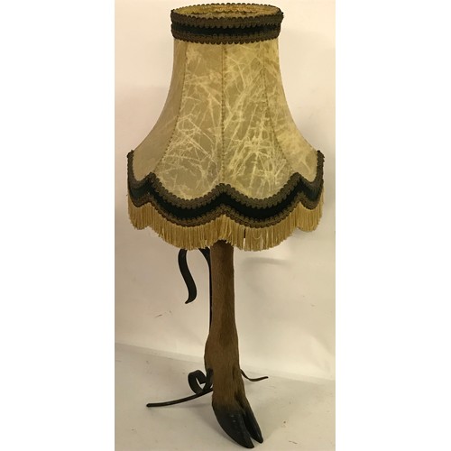 191 - Taxidermy Lamp Made From A Deer Foot And Skin Shade, 60 cms High