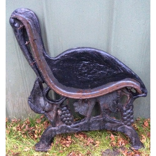 39 - Pair Of 19th Century Antique Cast Iron Bench Ends In The Form Of Wading  Birds currently painted in ... 