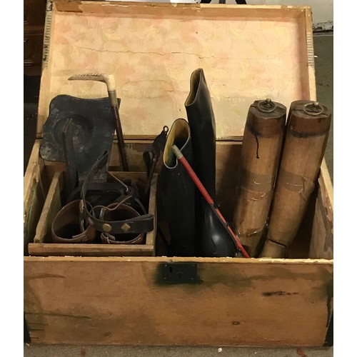 197 - Various Horse And Riding Related Items To Include Vintage Boot Tree's Leather Ware Etc All In A Wood... 