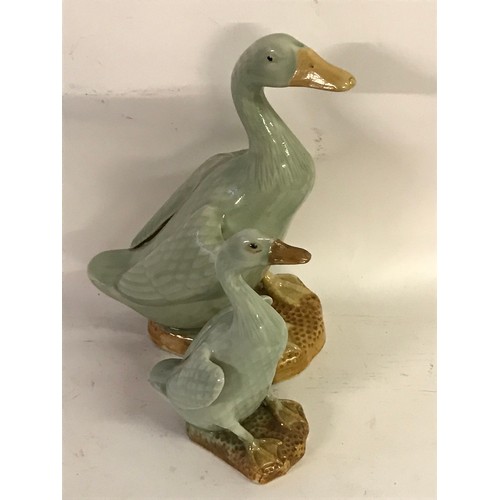 199 - 2 Vintage Chinese Celadon Duck Largest 23 cms High