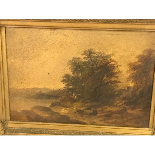 77 - Antique Framed Painting On Board 47 x 36 cms Possibly A Scottish Loch Scene .