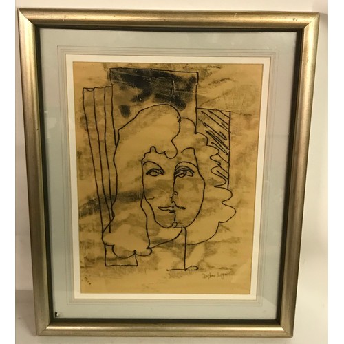 79 - Framed And Glazed Monoprint By Daphne Cupples  Titled Cloudy Head. 54 x 44 cms