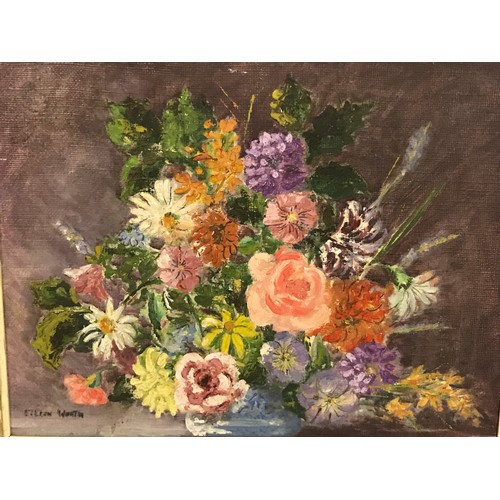 94 - Framed Oil On Canvas  Still Life With Flowers. 47 x 57 cms Signed Bottom Left