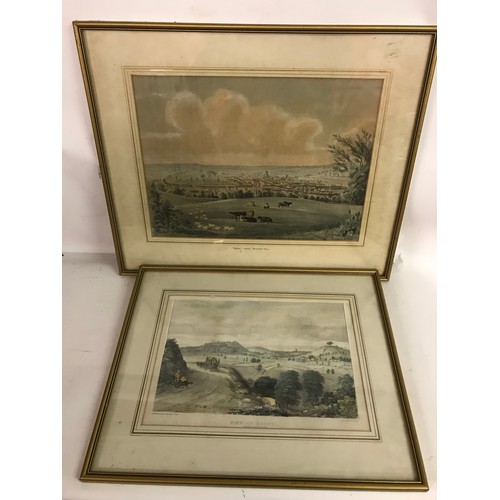 96 - Local Interest 2 X Antique Prints . Yeovil From Newton Hill 52 x 43 cms Along With View Of Yeovil Fr... 