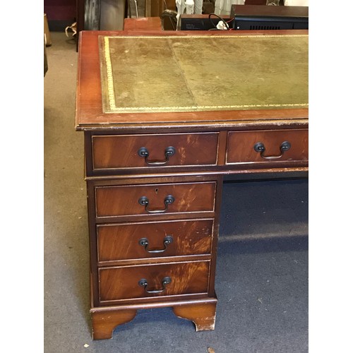 37a - Vintage Leather Top Pedestal  Knee hole Desk