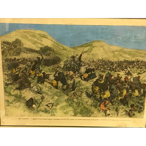 632 - Two Military Interest Colour Prints Of South Africa Zulu War. 48 x 39 cms (2)