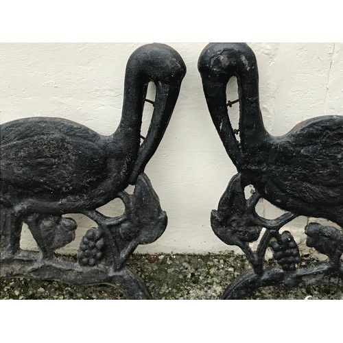 39 - Pair Of 19th Century Antique Cast Iron Bench Ends In The Form Of Wading  Birds currently painted in ... 