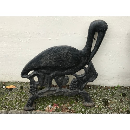 39 - Pair Of 19th Century Antique Cast Iron Bench Ends In The Form Of Wading  Birds currently painted in ... 