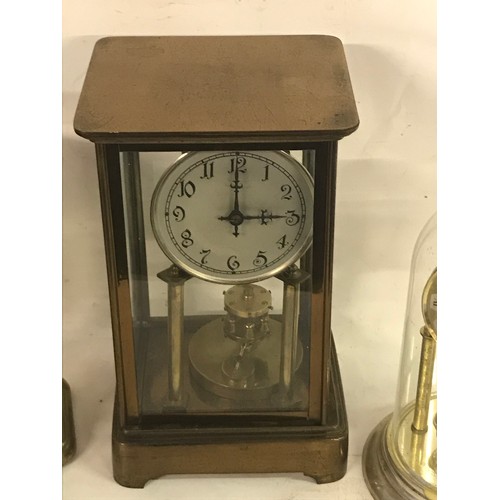 685 - Brass And Glass Mantle Clock Along With Two Others (3)