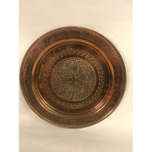 691 - Decorative Antique Copper Tray / Wall Plaque  50 cms Diameter